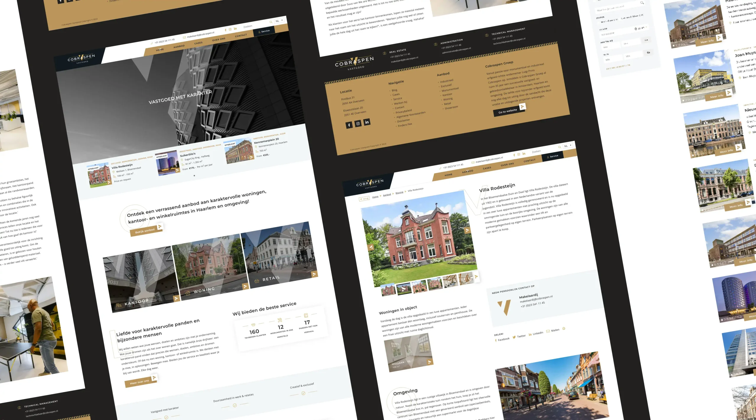 Desktop designs van de nieuwe website die Sturdy Digital ontwikkelde voor Cobraspen Vastgoed.