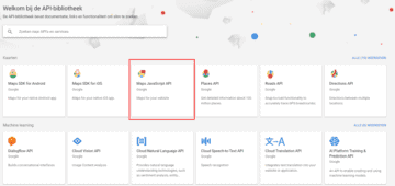 google cloud platform google maps optie aanklikken