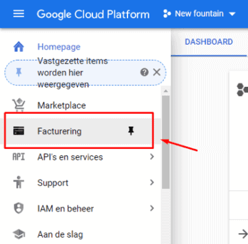 google cloud platform google maps aanklikken menu