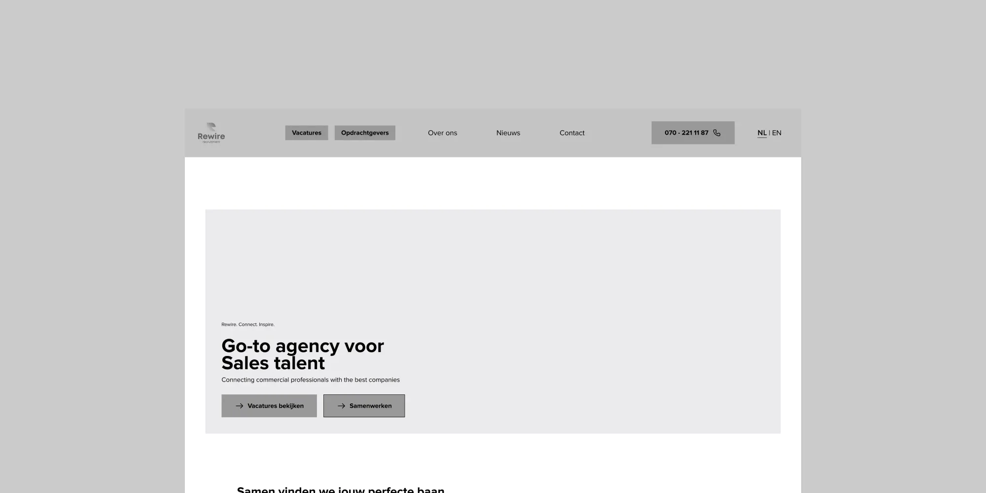 Een wireframe van een productpagina van de website van Bals.