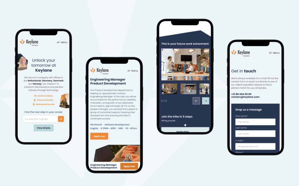 Het mobile design van careers.keylane.com zoals gemaakt door Sturdy Digital.