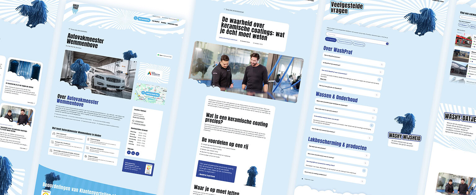 Online platform WashProf.nl voor het laten shinen van carwashes, met gebruiksvriendelijke tools en uitgebreide informatie voor optimale service en klanttevredenheid.