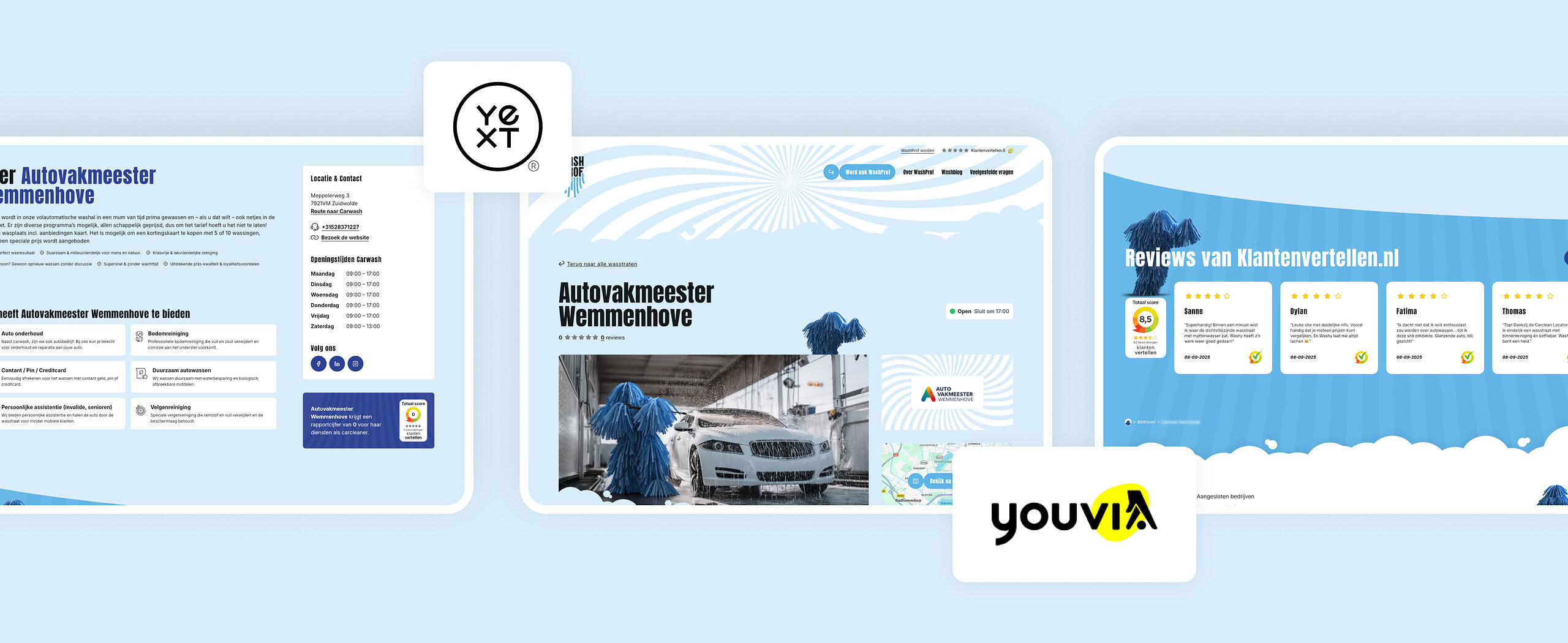 4 mobiele schermen schuin naast elkaar met het visuele design van careers van Keylane.